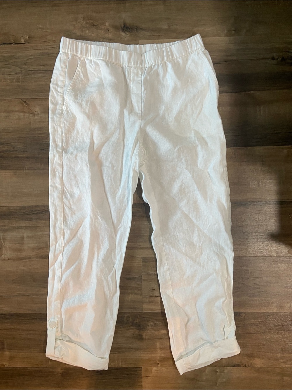 J. Jill White Linen Crop Pants